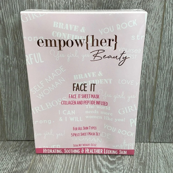 Empow{her} Beauty Face It - 5 Piece Sheet Mask Set Collagen and Peptide Infused - Picture 1 of 8